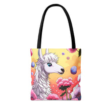 Load image into Gallery viewer, Llama Smells like Cotton Candy #3 Tote Bag AI Artwork 100% Polyester
