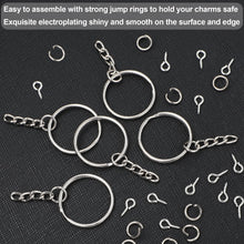 Load image into Gallery viewer, 600Pcs Key Chain Rings,200Pcs 25mm Keychain Rings with Chain and 200Pcs Jump Rings with 200Pcs Screw Eye Pins for Resin,Crafts and Keychains Making
