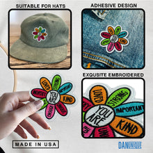 Load image into Gallery viewer, You are Unique Enough Worthy Loved Bible Verse Patch Flower Motivational Mental Health Final Iron On Embroidery Patch for Caps, Bags, Backpacks, Hat, Jackets, Uniform Gifts for Her Him 3 Inches
