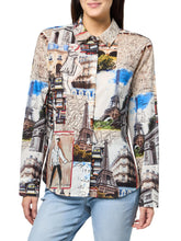 Load image into Gallery viewer, KARL LAGERFELD Paris Women's Blouse, Soft White/Cartouche Multi, X-Large
