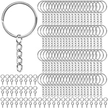 Load image into Gallery viewer, 600Pcs Key Chain Rings,200Pcs 25mm Keychain Rings with Chain and 200Pcs Jump Rings with 200Pcs Screw Eye Pins for Resin,Crafts and Keychains Making
