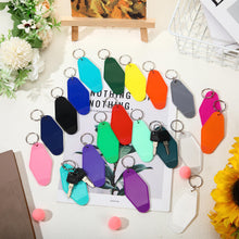 Load image into Gallery viewer, Thyle 100 Pcs Blank Motel Keychain Bulk Hotel Key Tag Vintage Sublimation Heat Transfer Keychain for DIY Craft Luggage Tag(Multicolor)
