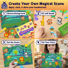 Load image into Gallery viewer, PURPLE LADYBUG DIY Fun Creative Bead Art Making Kits for Kids Ages 4-8 – Animal World Theme Birthday Gift for Boys &amp; Girls, Arts &amp; Crafts Set with Colorful Templates, Beads Pen, Craft Activity
