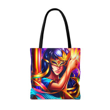 Load image into Gallery viewer, Mardi Gras Ribbon Mask #2 Tote Bag AI Artwork 100% Polyester
