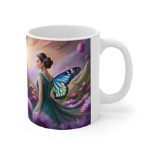 Load image into Gallery viewer, February Amethyst Birth Month Colors Fairies &amp; Butterflies #2 Mug 11oz mug AI-Generated Artwork
