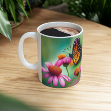 Load image into Gallery viewer, October Tourmaline Birth Month Colors Fairies &amp; Butterflies #4 Mug 11oz mug AI-Generated Artwork
