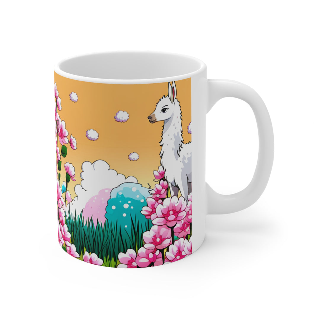 Good Vibes Cute Llama Funny #1 Ceramic 11oz Mug AI-Generated Artwork