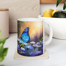 Load image into Gallery viewer, September Sapphire Amethyst Birth Month Colors Fairies &amp; Butterflies #2 Mug 11oz mug AI-Generated Artwork
