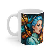 Load image into Gallery viewer, December Blue Topaz Birth Month Colors Fairies &amp; Butterflies #2 Mug 11oz mug AI-Generated Artwork
