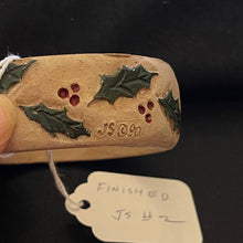 Load image into Gallery viewer, Vintage Jim Shore Christmas Santa Bangle Bracelet Folk Art Holly Accent #2
