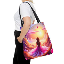 Load image into Gallery viewer, Angelic Angel Seaside Love the Pink Heart Series Tote Bag AI Artwork 100% Polyester #13
