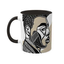 Load image into Gallery viewer, Colors of Africa Pop Art Colorful #4 AI 11oz Black Accent Coffee Mug
