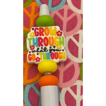 Load image into Gallery viewer, White and multi colored grow through Custom Handmade Beaded Pen
