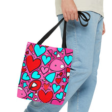 Load image into Gallery viewer, Red, Blue and Pink Heart Series Tote Bag AI Artwork 100% Polyester #19
