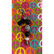 Load image into Gallery viewer, Black white spiral keychain Custom Handmade Bead Bar About 3" Long
