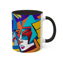 Load image into Gallery viewer, Colors of Africa Pop Art Colorful #2 AI 11oz Black Accent Coffee Mug
