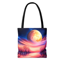 Load image into Gallery viewer, Full Moon Hearts Red Skies Series #7 Tote Bag AI Artwork 100% Polyester
