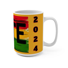 Load image into Gallery viewer, 2024 Election Mask Yellow, Civic Engagement Straw Ceramic Coffee Mug 15oz
