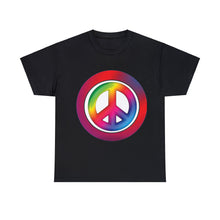 Load image into Gallery viewer, Rainbow Peace Symbol Sign Multicolors Unisex Heavy 100% Cotton T-Shirt
