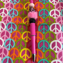 Load image into Gallery viewer, Pink pen with leopard print Custom Handmade Beaded Pen
