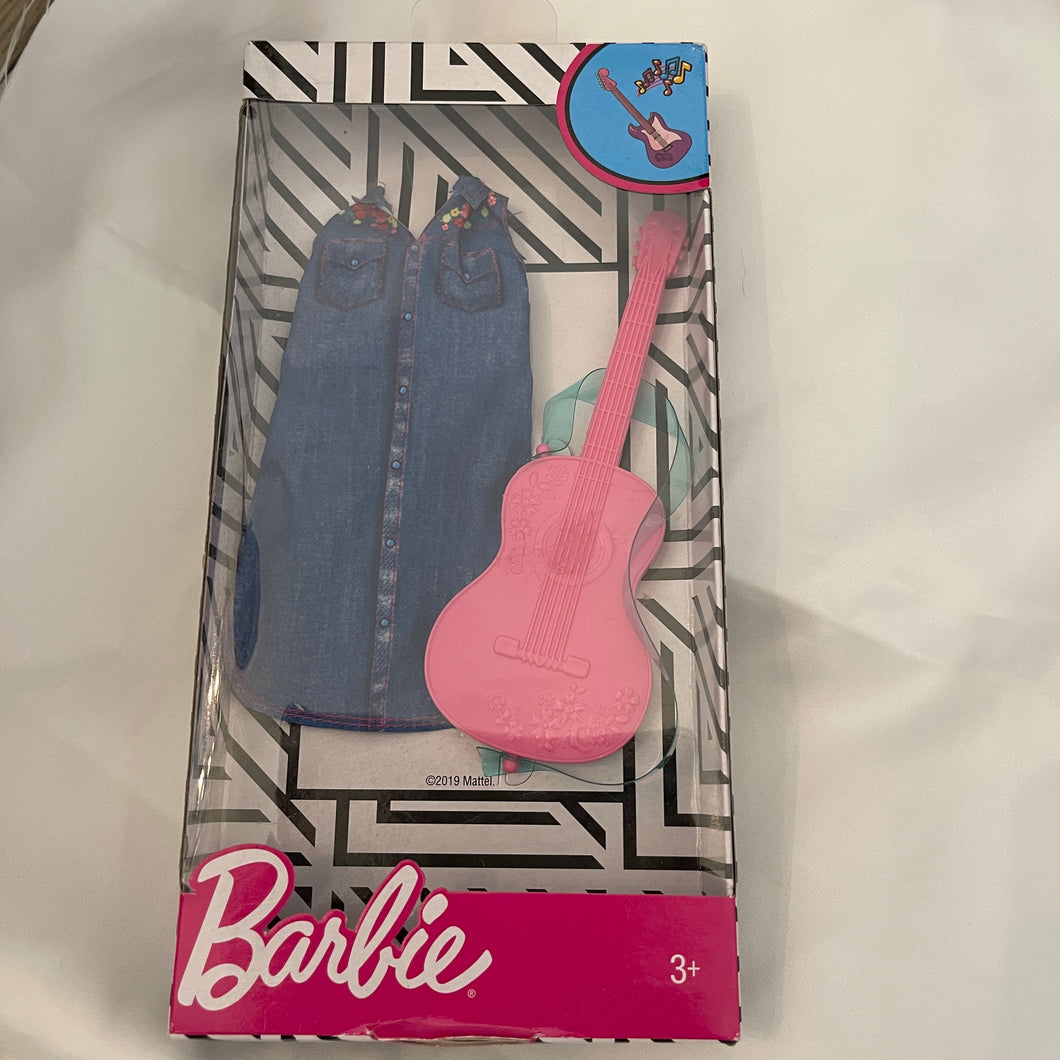 Mattel 2019 Barbie Musician Denim Dress Fashion Outfit with Pink Guitar FND49-GHX39