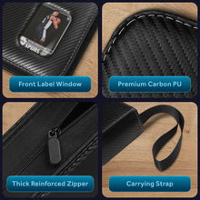 Load image into Gallery viewer, HEYKOVO Top Loader Binder I 253 Cards I with 20 Toploaders and 2 Stands I Black Carbon PU Toploader Binder holds 3x4 inch Baseball, Football, Sports, Pokemon, TCG, MTG Cards I Card Binder Top Loader
