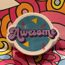 Load image into Gallery viewer, 1980&#39;s Retro Lingo Round Stickers - Awesome 2.0&quot; x 1.6&quot; Die Cut
