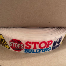 Load image into Gallery viewer, Stop End NO Bullying Zone 7/8&quot; Ribbon 3 yards keychain &amp; Hair bows
