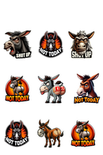 Load image into Gallery viewer, Angry Stubborn Mule Not Today Vinyl Glossy Stickers Sheet - 4.5&quot; x 6.5&quot;
