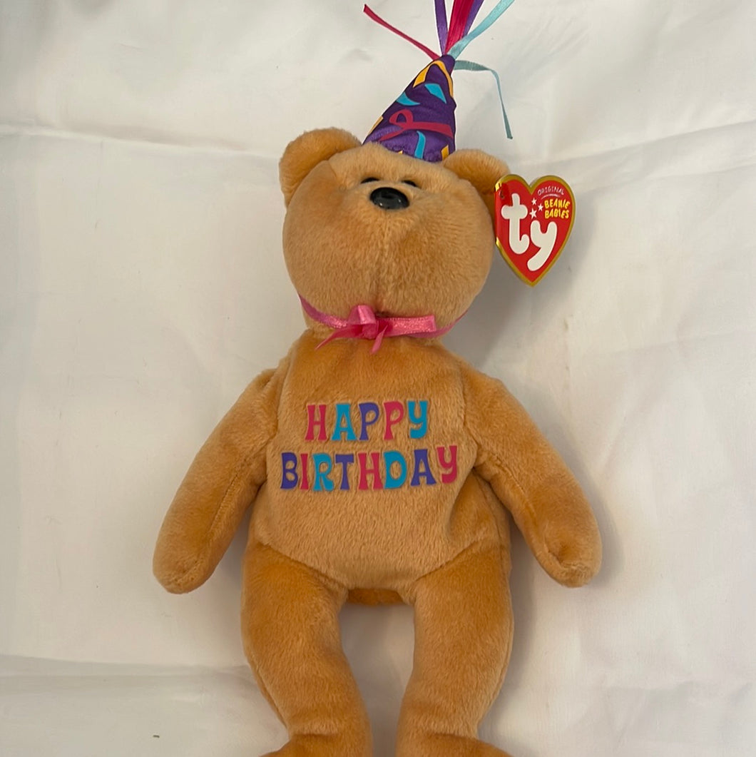 Ty Beanie Baby 2010 Happy Birthday Celebration Bear With Hat