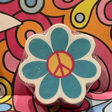 Load image into Gallery viewer, Retro Flower Stickers - Blue Groovy Retro Peace Flower 2.0&quot; x 2.0&quot; Die Cut
