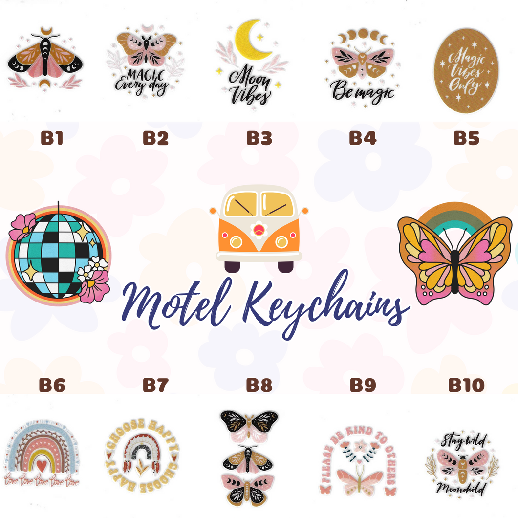 Boho Butterflies Motel Keychains – Retro Charm for Modern Adventures B1-B10