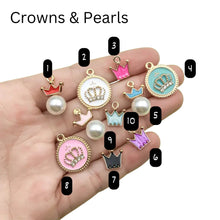 Load image into Gallery viewer, Boujee Bling Charm Collections - Crowns and Pearls Mobile Dust Plug
