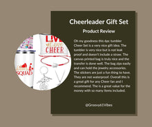 Load image into Gallery viewer, Beupy 6 Pcs Cheerleader Gifts Set 20 oz Cheer Tumbler Makeup Bag Cheerleading Bracelet Cheerleading Keychain Necklace Stickers Cheer Accessories Cheerleaders Stuff Cheerleader Gifts for Girls (Red)
