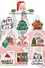 Load image into Gallery viewer, Merry Christmas Happy Holidays Vinyls Stickers Sheet 9 images Glossy Fishing 4.5&quot; x 6.5&quot; Handmade
