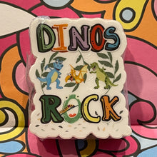 Load image into Gallery viewer, Dinosaur Stickers - Dinos Rock 1.7&quot; x 2.0&quot; Die Cut
