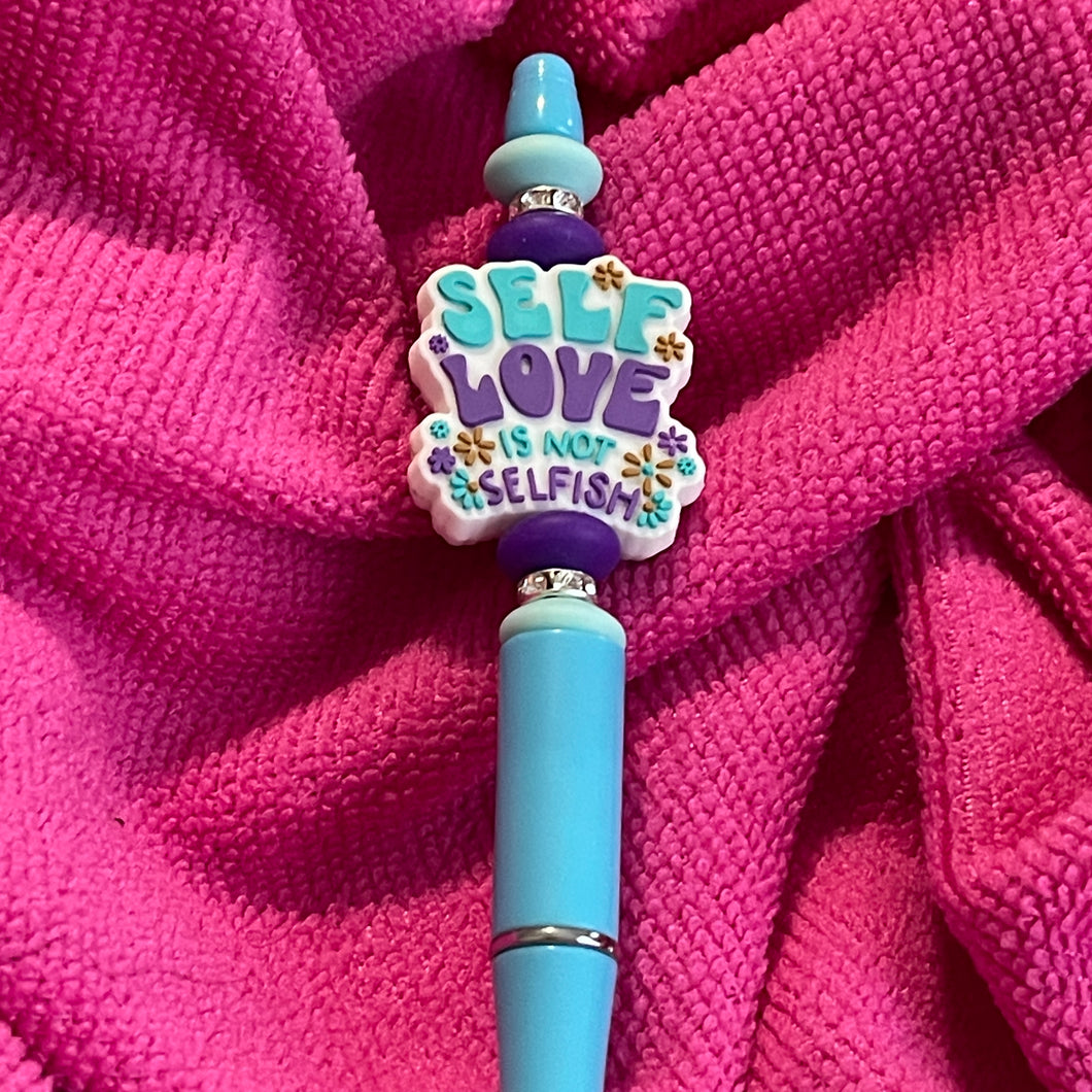Self-love is not selfish Beaded Pens – Unique Handmade Gifts for Birthdays, Holiday& Everyday Inspiration | Ink Refill | Affordable