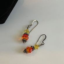 Load image into Gallery viewer, Fire Opal Pendant Crystal Necklace and Earrings Elegant Handcrafted Swarovski Crystal Beaded Necklace Set
