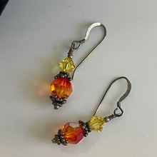 Load image into Gallery viewer, Fire Opal Pendant Crystal Necklace and Earrings Elegant Handcrafted Swarovski Crystal Beaded Necklace Set
