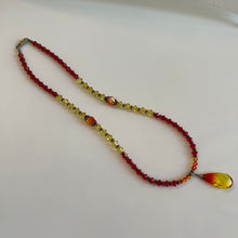 Load image into Gallery viewer, Fire Opal Pendant Crystal Necklace and Earrings Elegant Handcrafted Swarovski Crystal Beaded Necklace Set
