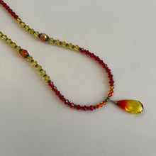Load image into Gallery viewer, Fire Opal Pendant Crystal Necklace and Earrings Elegant Handcrafted Swarovski Crystal Beaded Necklace Set
