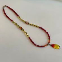 Load image into Gallery viewer, Fire Opal Pendant Crystal Necklace and Earrings Elegant Handcrafted Swarovski Crystal Beaded Necklace Set
