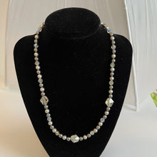 Load image into Gallery viewer, Clear Crystals &amp; Gray Pearls 17.5” Elegant Handcrafted Swarovski Crystal Beaded Necklace Set
