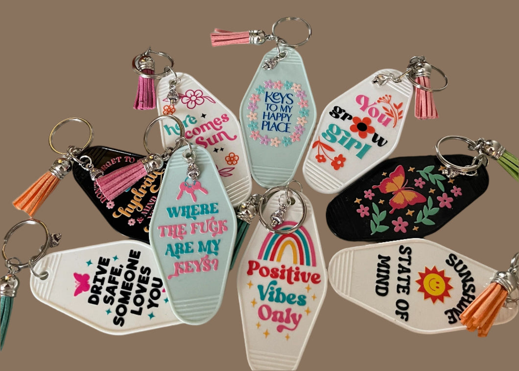 Groovy Peace Inspired Motel Keychains – Retro Charm for Modern Adventures (R1-R10)