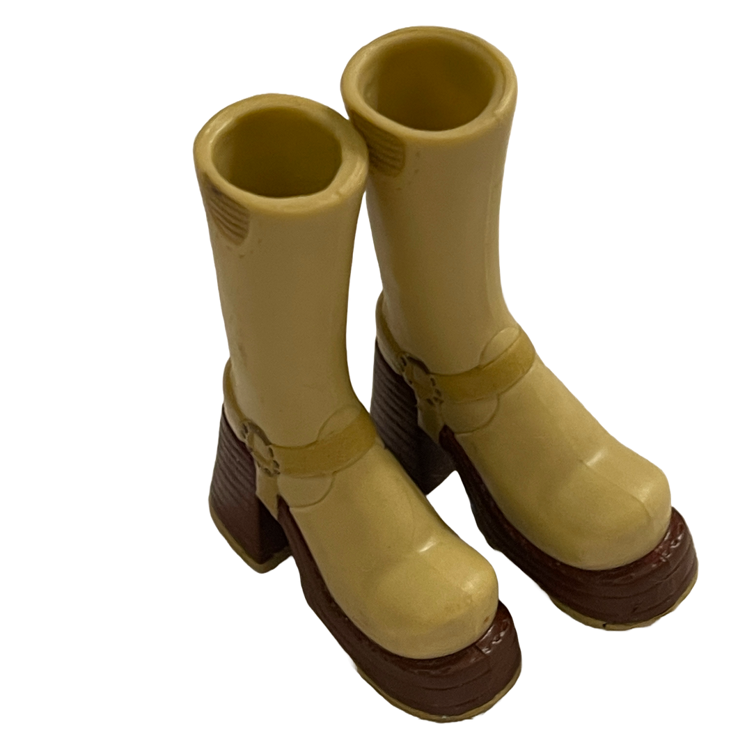 MGA Bratz Doll Express it Olive & Brown Platform Boot Brown Sole, Buckle High Tops (Pre-owned)