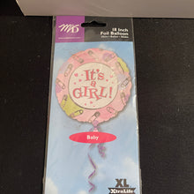 Load image into Gallery viewer, Baby Shower It's A Girl 18" Foil Mylar Balloon Safety Pin Design
