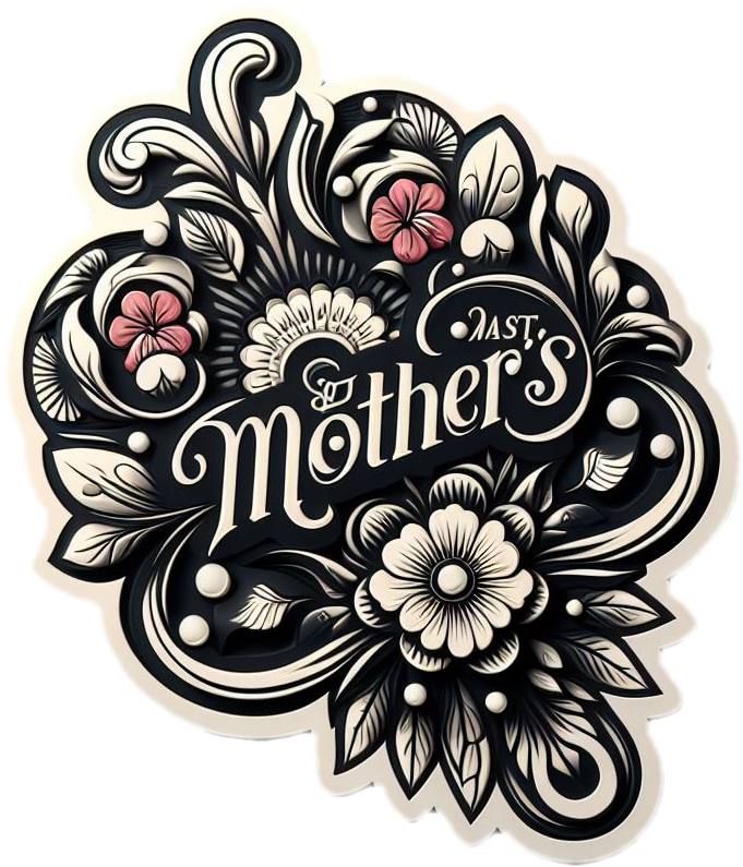 Mother's Day Black and White Floral Bouquet Mom Vinyl Sticker