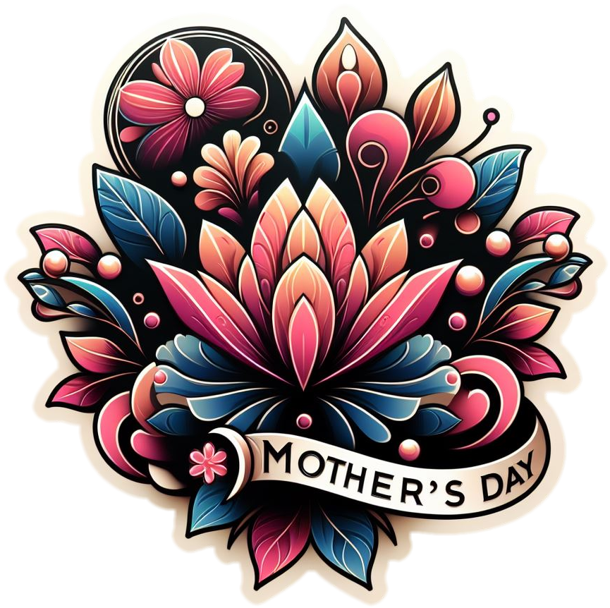 Mother's Day Pink and Blue Floral Lily Mom Vinyl Sticker
