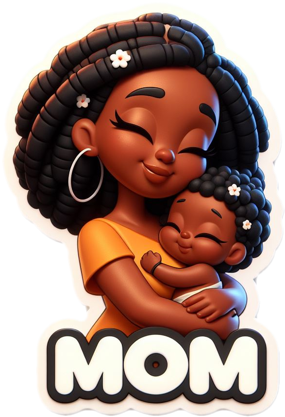Mother's Day African American Mom holding Baby Mom Vinyl Sticker