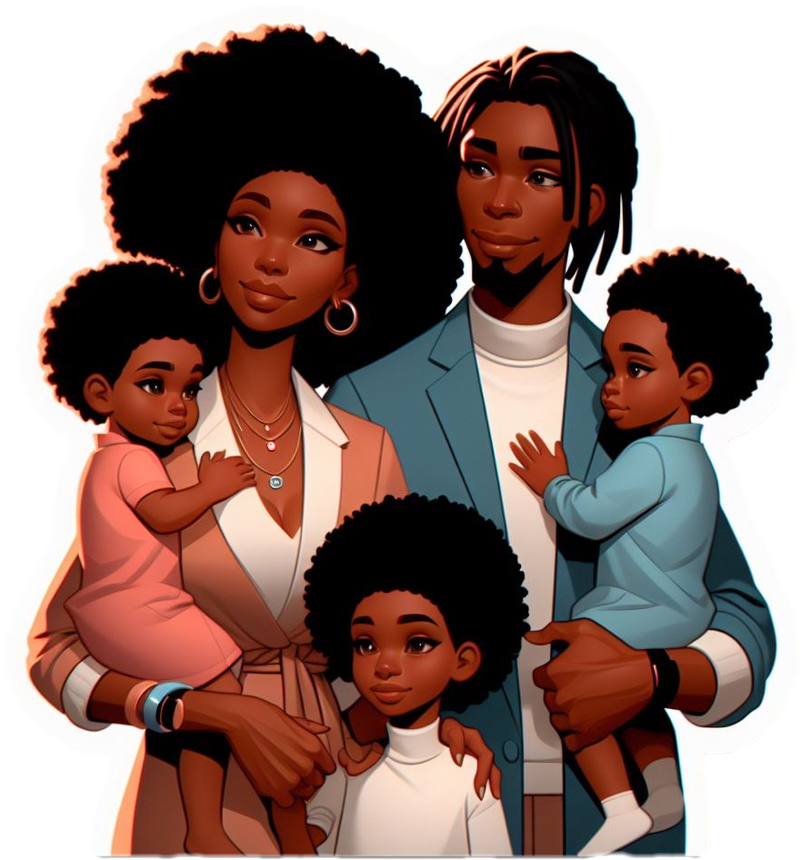Mother's Day African American Mother, Father, Kids Mom Vinyl Sticker